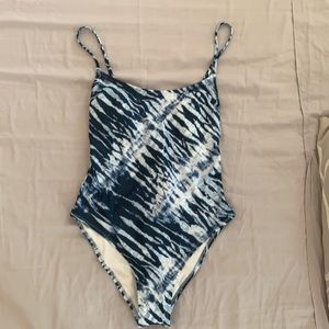 H&M blue and white tiger print one piece swimsuit